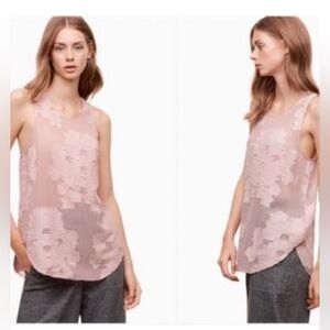 Aritzia Wilfred Sevres Blouse Dusty Rose Floral Lace Tank Classic Minimalist, XS